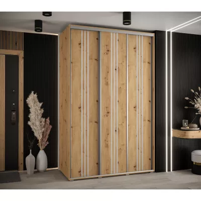 Šatní skříň YVONA 6 - 160/60 cm, dub artisan / stříbrná