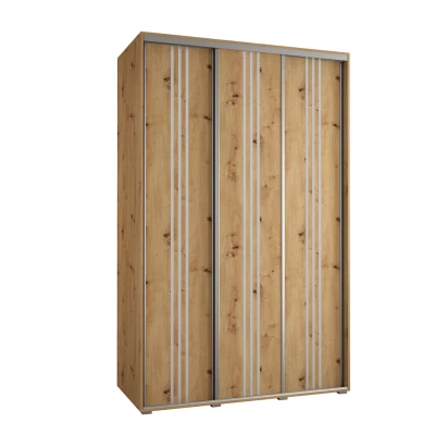 Šatní skříň YVONA 6 - 160/60 cm, dub artisan / stříbrná