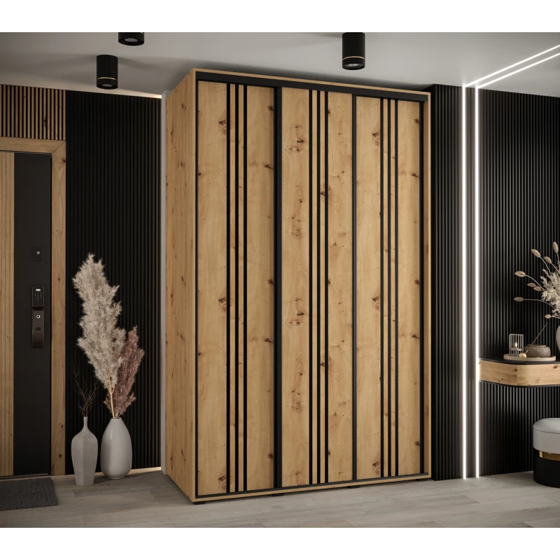 Šatní skříň YVONA 6 - 160/60 cm, dub artisan / černá