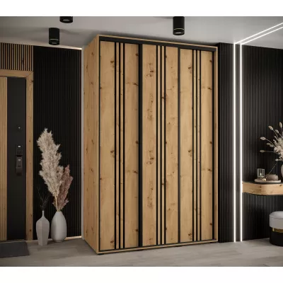 Šatní skříň YVONA 6 - 160/60 cm, dub artisan / černá