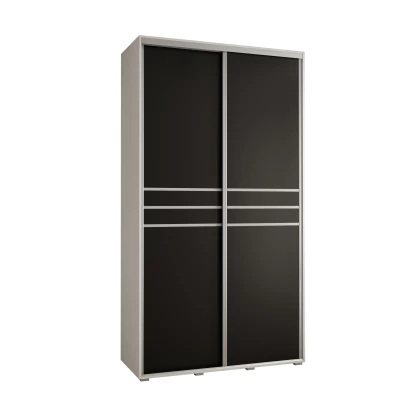 Šatní skříň YVONA 10 - 140/45 cm, bílá / černá / stříbrná