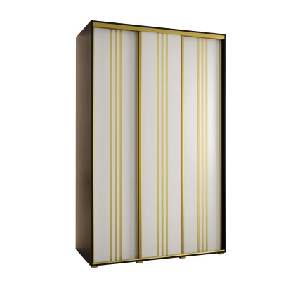 Šatní skříň YVONA 6 - 160/60 cm, černá / bílá / zlatá