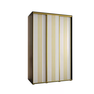 Šatní skříň YVONA 6 - 160/60 cm, černá / bílá / zlatá