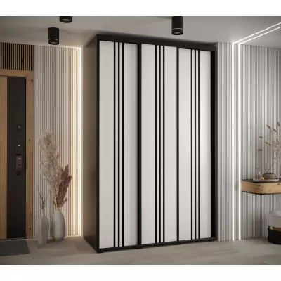 Šatní skříň YVONA 6 - 160/60 cm, černá / bílá / černá