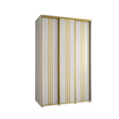 Šatní skříň YVONA 6 - 160/60 cm, bílá / zlatá