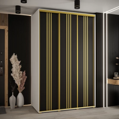 Šatní skříň YVONA 6 - 160/60 cm, bílá / černá / zlatá