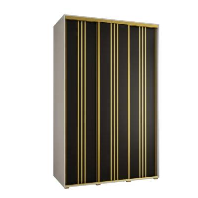 Šatní skříň YVONA 6 - 160/60 cm, bílá / černá / zlatá