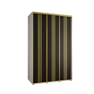 Šatní skříň YVONA 6 - 160/60 cm, bílá / černá / zlatá