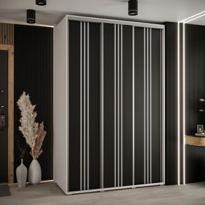 Šatní skříň YVONA 6 - 160/60 cm, bílá / černá / stříbrná