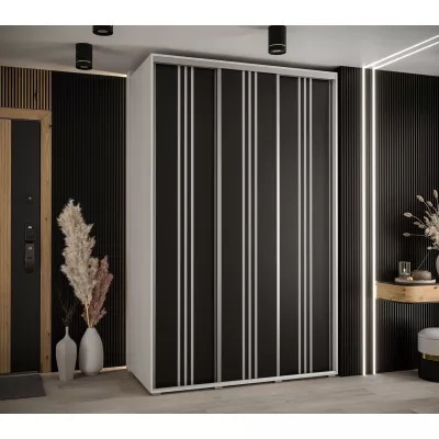 Šatní skříň YVONA 6 - 160/60 cm, bílá / černá / stříbrná