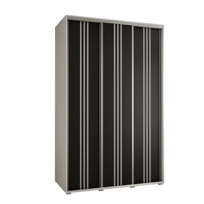 Šatní skříň YVONA 6 - 160/60 cm, bílá / černá / stříbrná