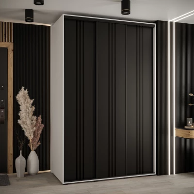 Šatní skříň YVONA 6 - 160/60 cm, bílá / černá / černá