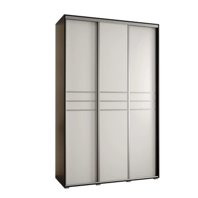 Šatní skříň YVONA 10 - 150/45 cm, černá / bílá / stříbrná
