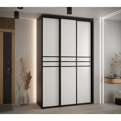 Šatní skříň YVONA 10 - 150/45 cm, černá / bílá / černá