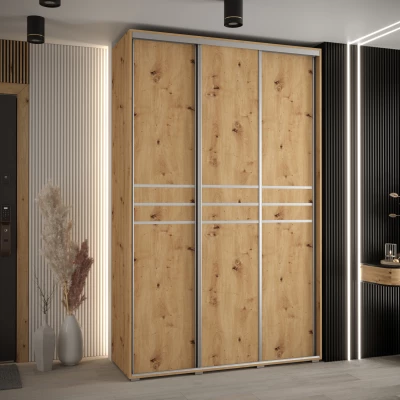 Šatní skříň YVONA 10 - 160/45 cm, dub artisan / stříbrná