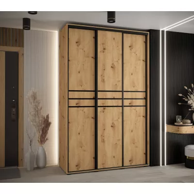 Šatní skříň YVONA 10 - 160/45 cm, dub artisan / černá