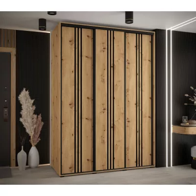 Šatní skříň YVONA 6 - 170/60 cm, dub artisan / černá