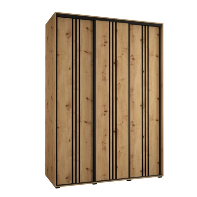 Šatní skříň YVONA 6 - 170/60 cm, dub artisan / černá