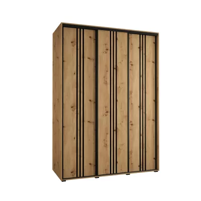 Šatní skříň YVONA 6 - 170/60 cm, dub artisan / černá