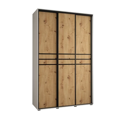 Šatní skříň YVONA 10 - 160/45 cm, bílá / dub artisan / černá