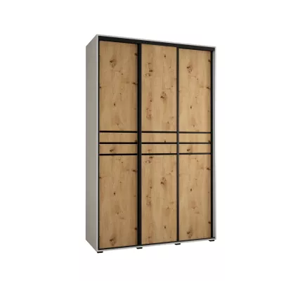 Šatní skříň YVONA 10 - 160/45 cm, bílá / dub artisan / černá