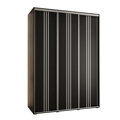 Šatní skříň YVONA 6 - 170/60 cm, černá / stříbrná