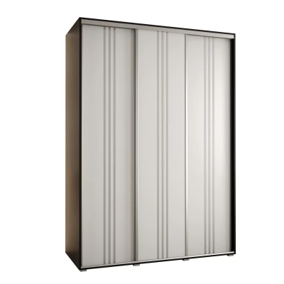 Šatní skříň YVONA 6 - 170/60 cm, černá / bílá / stříbrná