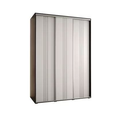 Šatní skříň YVONA 6 - 170/60 cm, černá / bílá / stříbrná