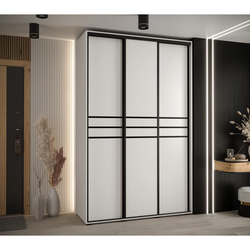 Šatní skříň YVONA 10 - 160/45 cm, bílá / černá