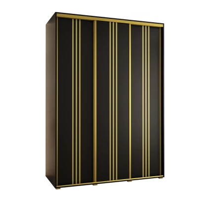Šatní skříň YVONA 6 - 180/60 cm, černá / zlatá
