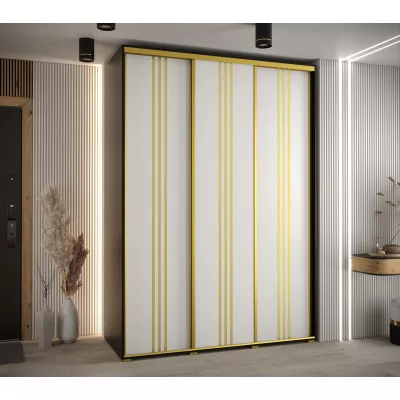 Šatní skříň YVONA 6 - 180/60 cm, černá / bílá / zlatá