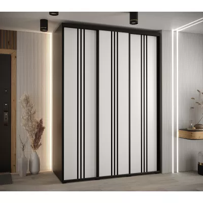 Šatní skříň YVONA 6 - 180/60 cm, černá / bílá / černá