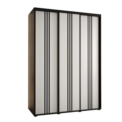 Šatní skříň YVONA 6 - 180/60 cm, černá / bílá / černá