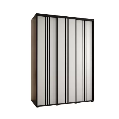 Šatní skříň YVONA 6 - 180/60 cm, černá / bílá / černá