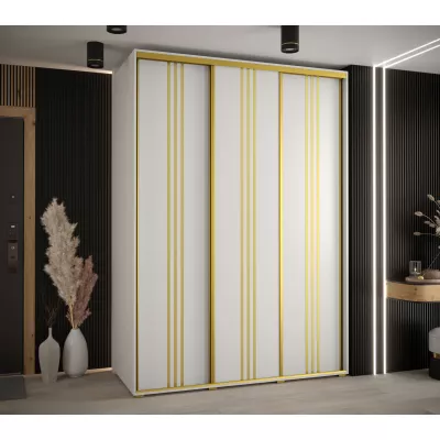 Šatní skříň YVONA 6 - 180/60 cm, bílá / zlatá