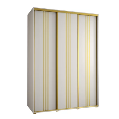 Šatní skříň YVONA 6 - 180/60 cm, bílá / zlatá