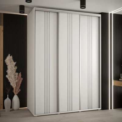 Šatní skříň YVONA 6 - 180/60 cm, bílá / stříbrná