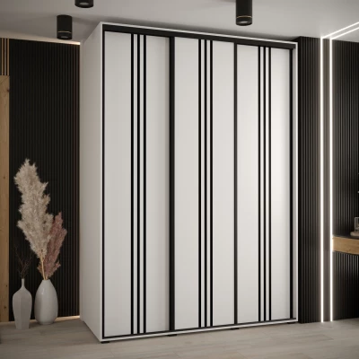 Šatní skříň YVONA 6 - 180/60 cm, bílá / černá