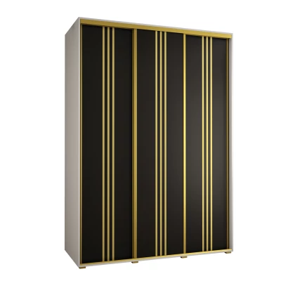 Šatní skříň YVONA 6 - 180/60 cm, bílá / černá / zlatá