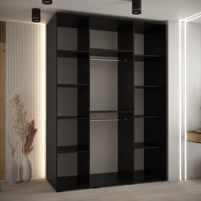 Šatní skříň YVONA 6 - 180/60 cm, černá / zlatá