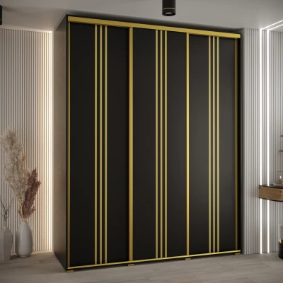 Šatní skříň YVONA 6 - 190/60 cm, černá / zlatá