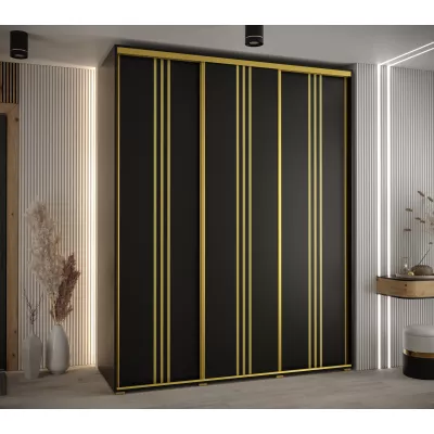 Šatní skříň YVONA 6 - 190/60 cm, černá / zlatá