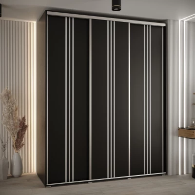 Šatní skříň YVONA 6 - 190/60 cm, černá / stříbrná