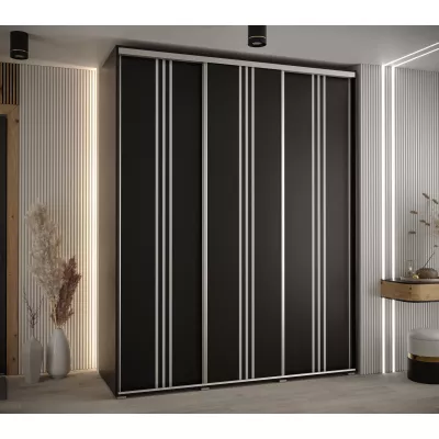 Šatní skříň YVONA 6 - 190/60 cm, černá / stříbrná
