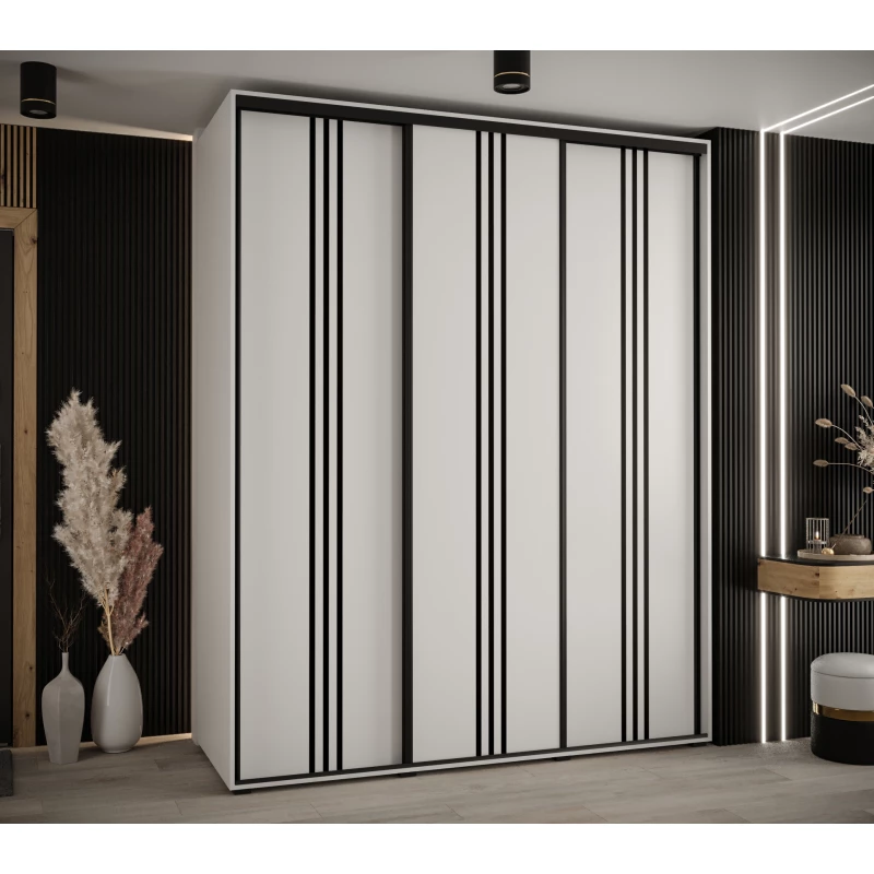 Šatní skříň YVONA 6 - 190/60 cm, bílá / černá