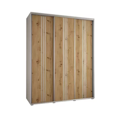 Šatní skříň YVONA 6 - 190/60 cm, bílá / dub artisan / stříbrná