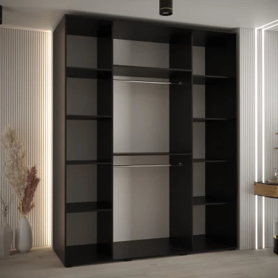 Šatní skříň YVONA 6 - 190/60 cm, černá / stříbrná