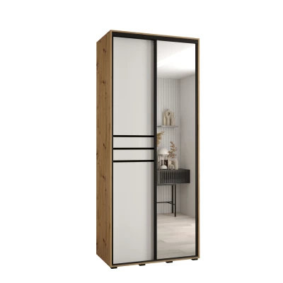 Šatní skříň YVONA 11 - 120/45 cm, dub artisan / bílá / černá