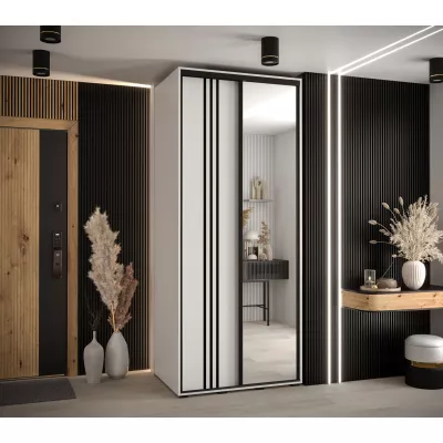 Šatní skříň YVONA 7 - 100/60 cm, bílá / černá