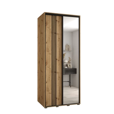 Šatní skříň YVONA 7 - 100/60 cm, dub artisan / černá